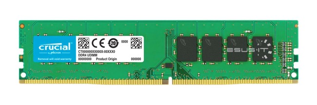 RAM memória 1x 16GB Crucial NON-ECC UNBUFFERED DDR4 2400MHz PC4-19200 UDIMM | CT16G4DFD824A