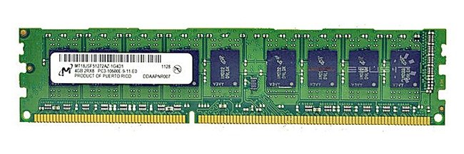 RAM memória 1x 4GB Micron ECC UNBUFFERED DDR3  1333MHz PC3-10600 UDIMM | MT18JSF51272AZ-1G4